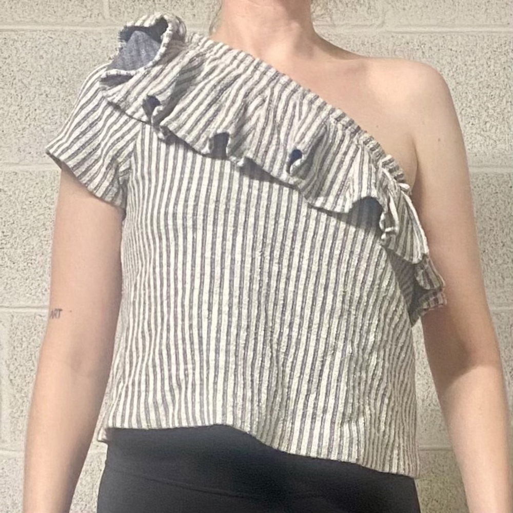 Club Monaco One Shoulder Cropped Dress Top Size M